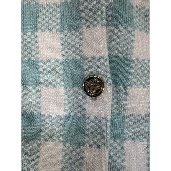 Draper James Lg Blue White Checked Button Cardigan In Excellent Preowned Cond0 - Picture 4 of 5